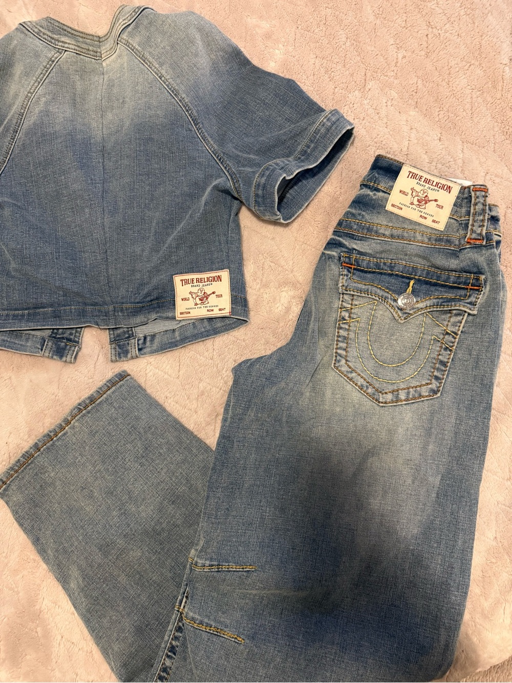 True Religion Women’s ' Light Blue Denim Logo Button-Front Top - Picture 6 of 9